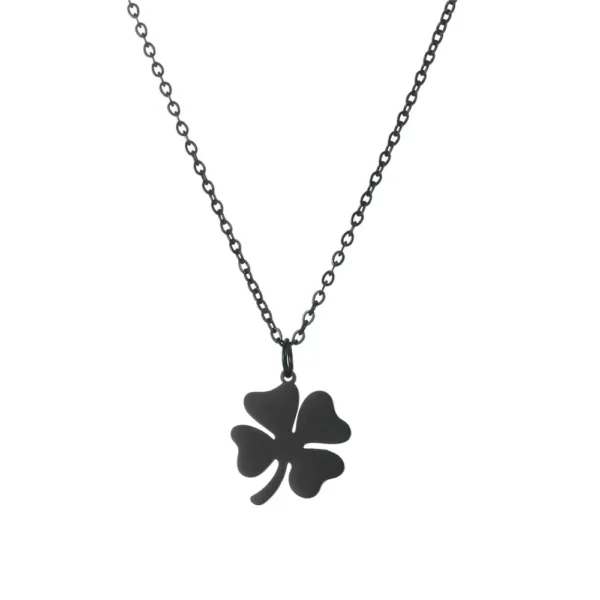 Collier trèfle noir avec chaîne