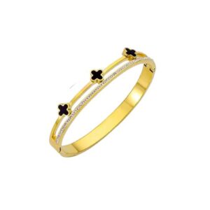 Jonc doré avec trèfles noirs