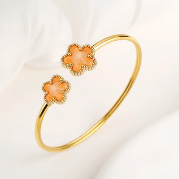 Jonc doré double trèfle à 5 feuilles orange