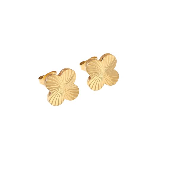 Boucles d'oreilles trèfle 4 feuilles pleines argentées