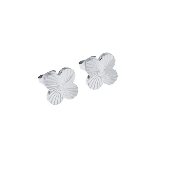 Boucles d'oreilles trèfle 4 feuilles pleines argentées