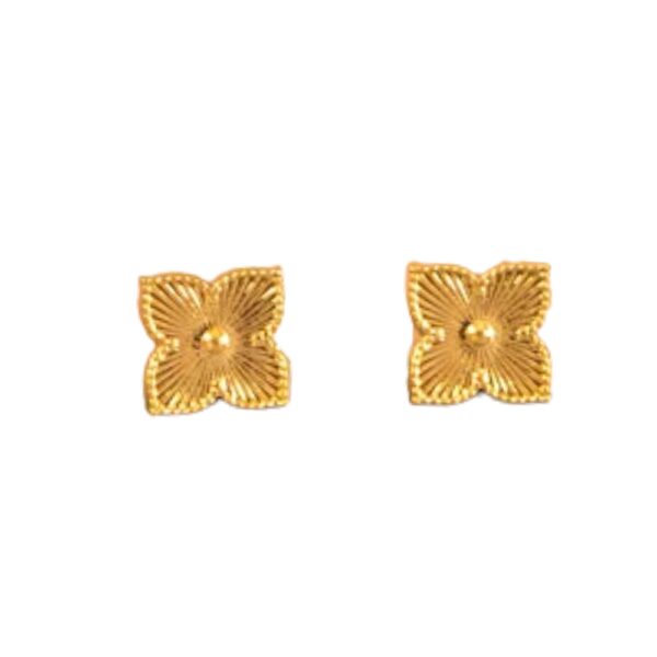 Boucles d'oreilles trèfle à 4 feuilles dorées fines