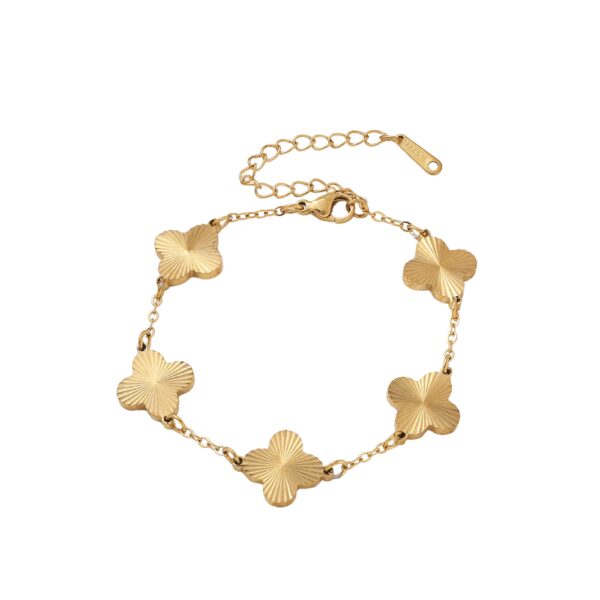 Bracelet trèfle 4 feuilles doré plein
