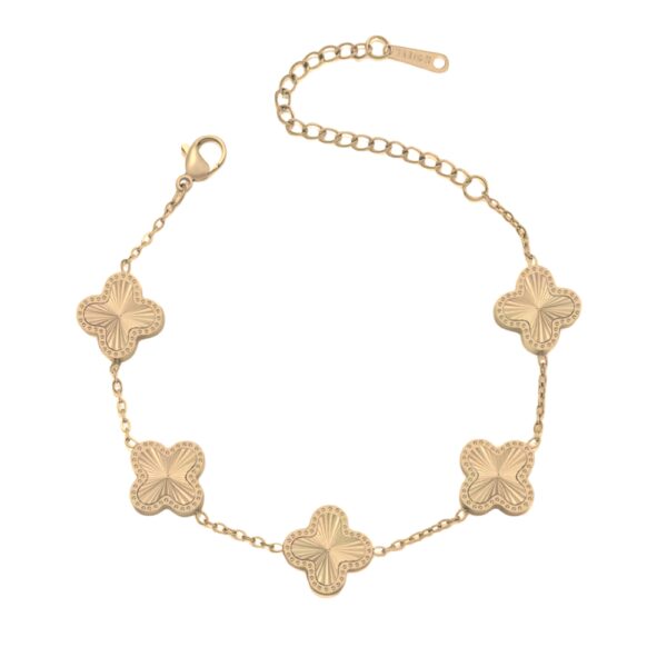 Bracelet trèfle à 4 feuilles classique doré