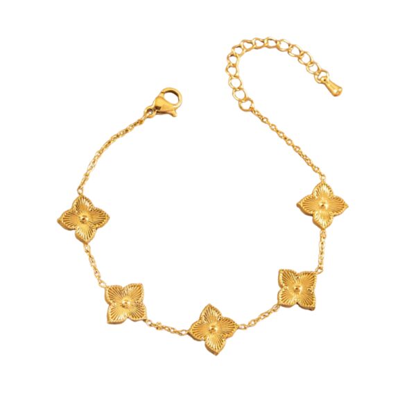 Bracelet trèfle à 4 feuilles doré fin