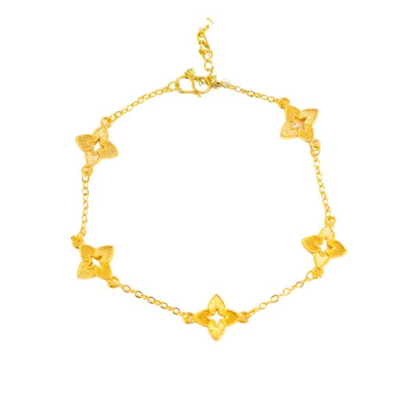 Bracelet trèfle à 4 feuilles troué doré