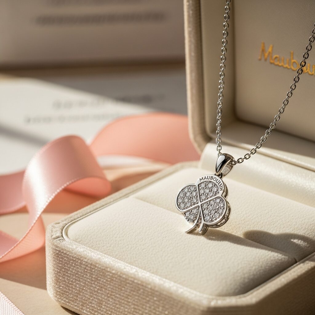 Collier trefle mauboussin : symbole de chance et d’élégance signé Mauboussin. Design raffiné, finitions soignées et motif trèfle porte-bonheur qui raconte amour, équilibre et réussite. Un cadeau parfait pour offrir espoir au quotidien.