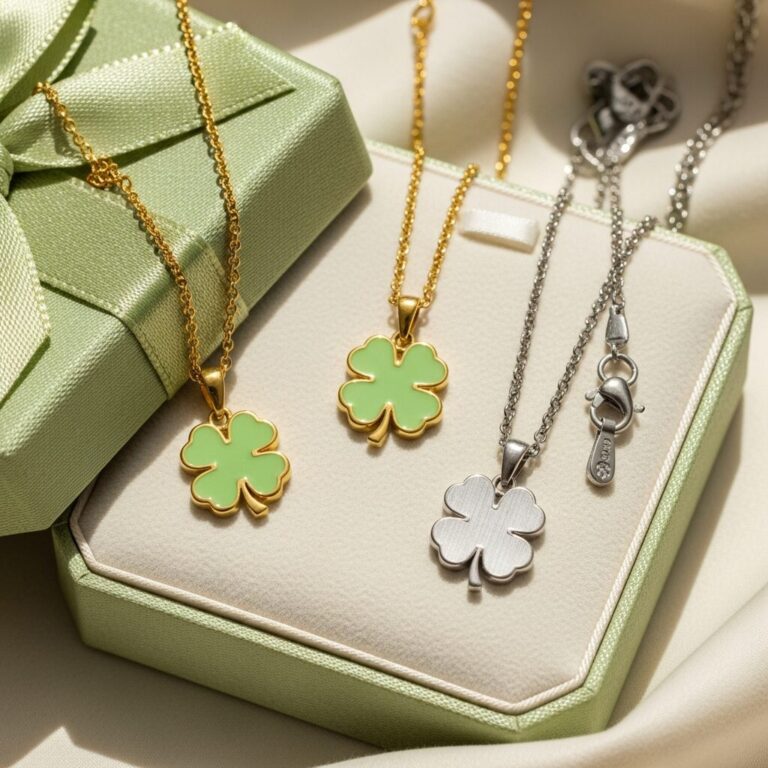 Découvrez notre collection de bijoux inspirée par l’emoji trèfle : porte-bonheur élégant qui marie signification et modernité. Colliers et bracelets en argent ou or, finitions raffinées, pour offrir ou se faire plaisir — symbole d’espoir, de chance et d’harmonie.
