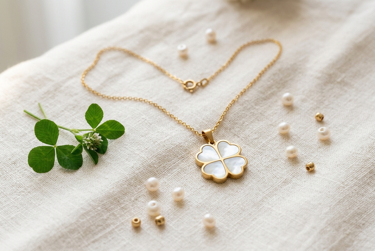 Collier nacre trefle